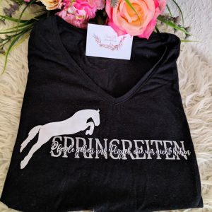 Langarmshirt mit Pferdenamen personalisiert Springpferd Edition